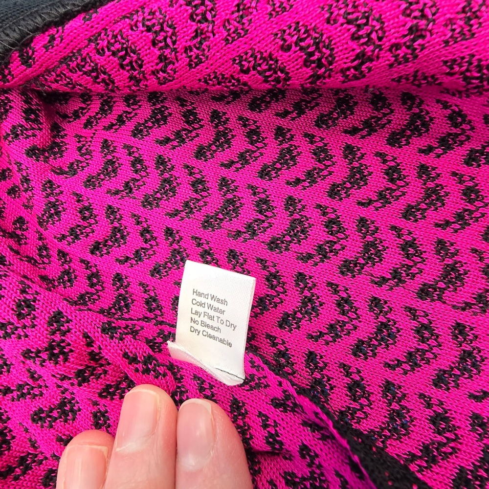 Ming Wang 2-Pc Twin Set Knit Cardigan Jacket & Tank Shell XL Pink Black - Picture 7 of 8
